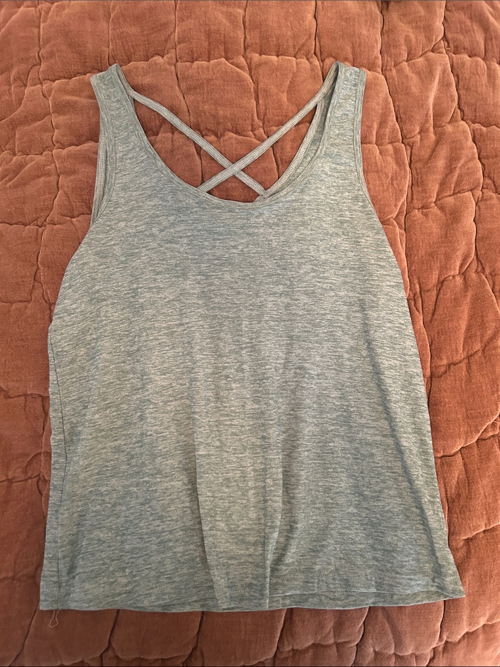 Beyond Yoga Heather Blue Crisscross Back Yoga Tank